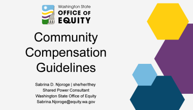 Preview of first slide of Community Compensation Guidelines Slide Deck. Download presentation for complete information.