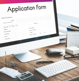 An application form displayed on a computer screen.
